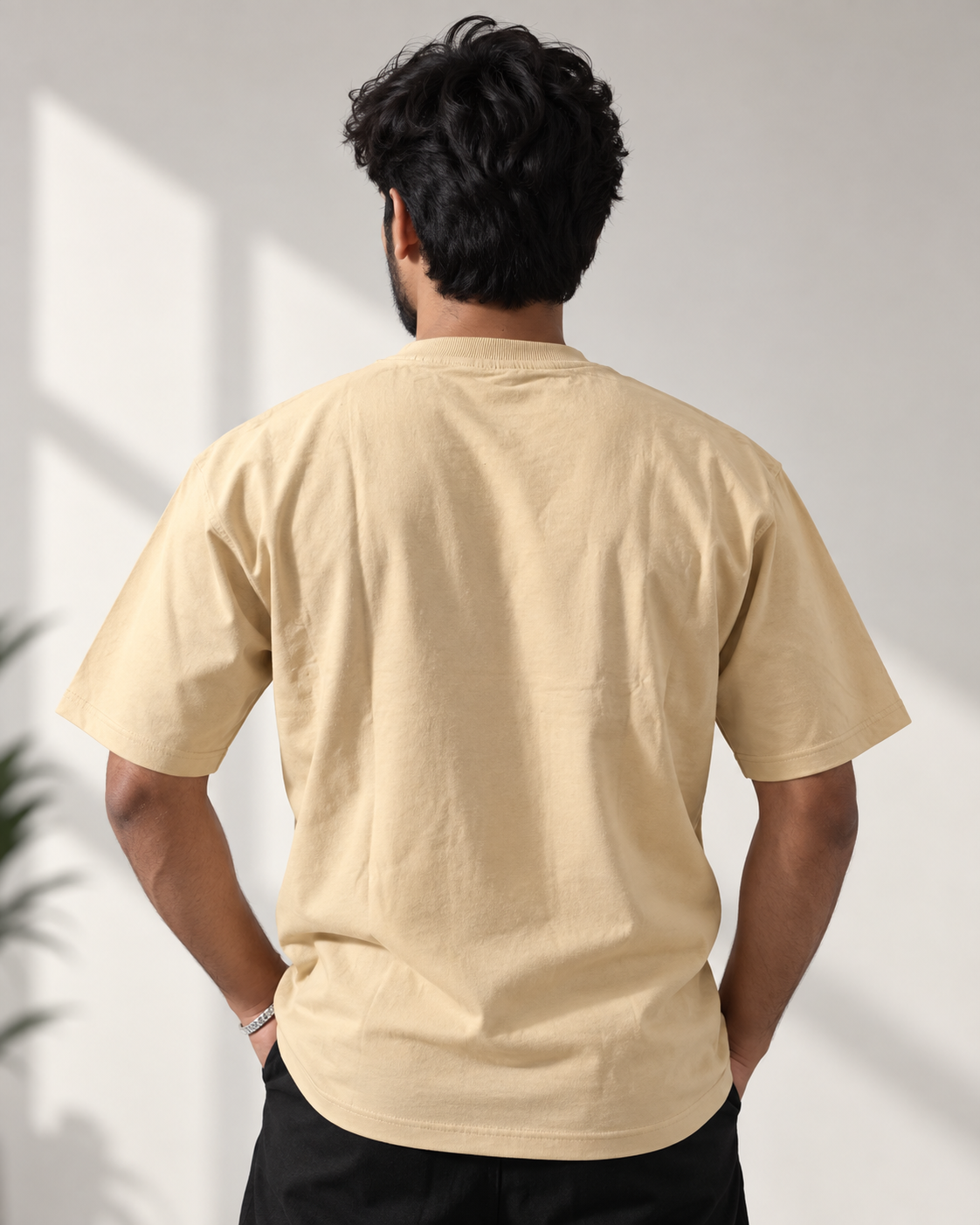 ALAGRAAG BEIGE OVERSIZED TEE WITH CHAIN