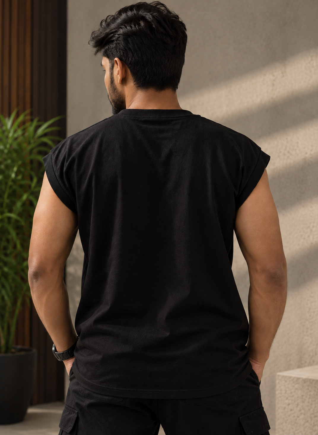 ALAGRAAG CUT SLEEVE TEE WITH CHAIN