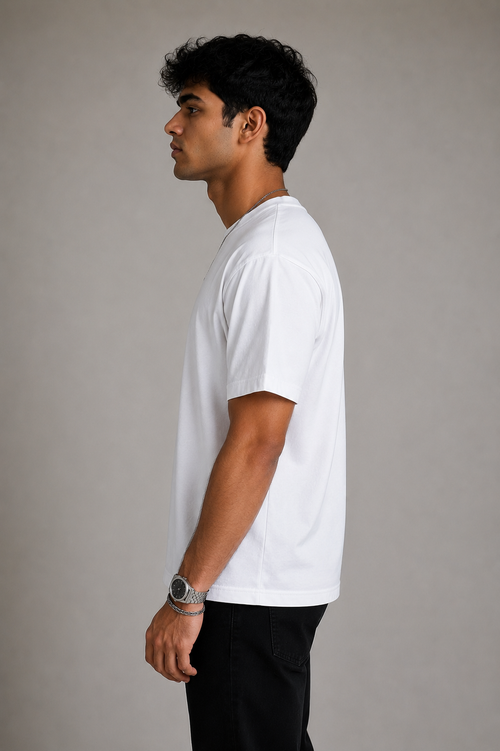 Classic Drift – White Drop Shoulder Tee