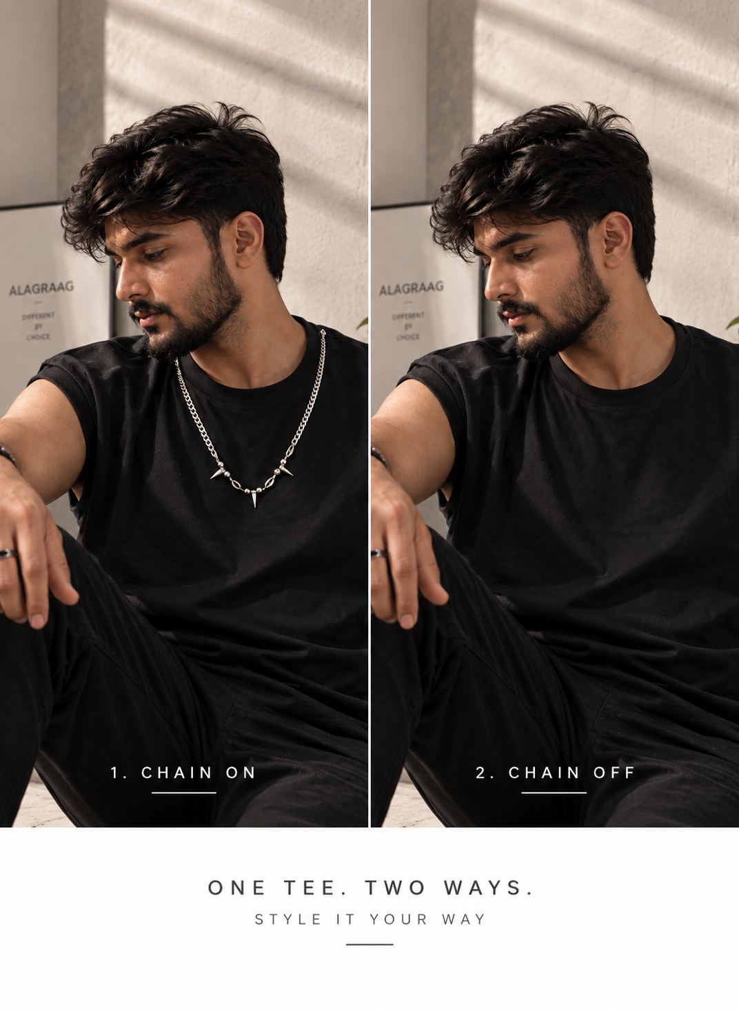 ALAGRAAG CUT SLEEVE TEE WITH CHAIN