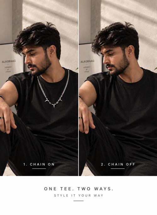 ALAGRAAG CUT SLEEVE TEE WITH CHAIN