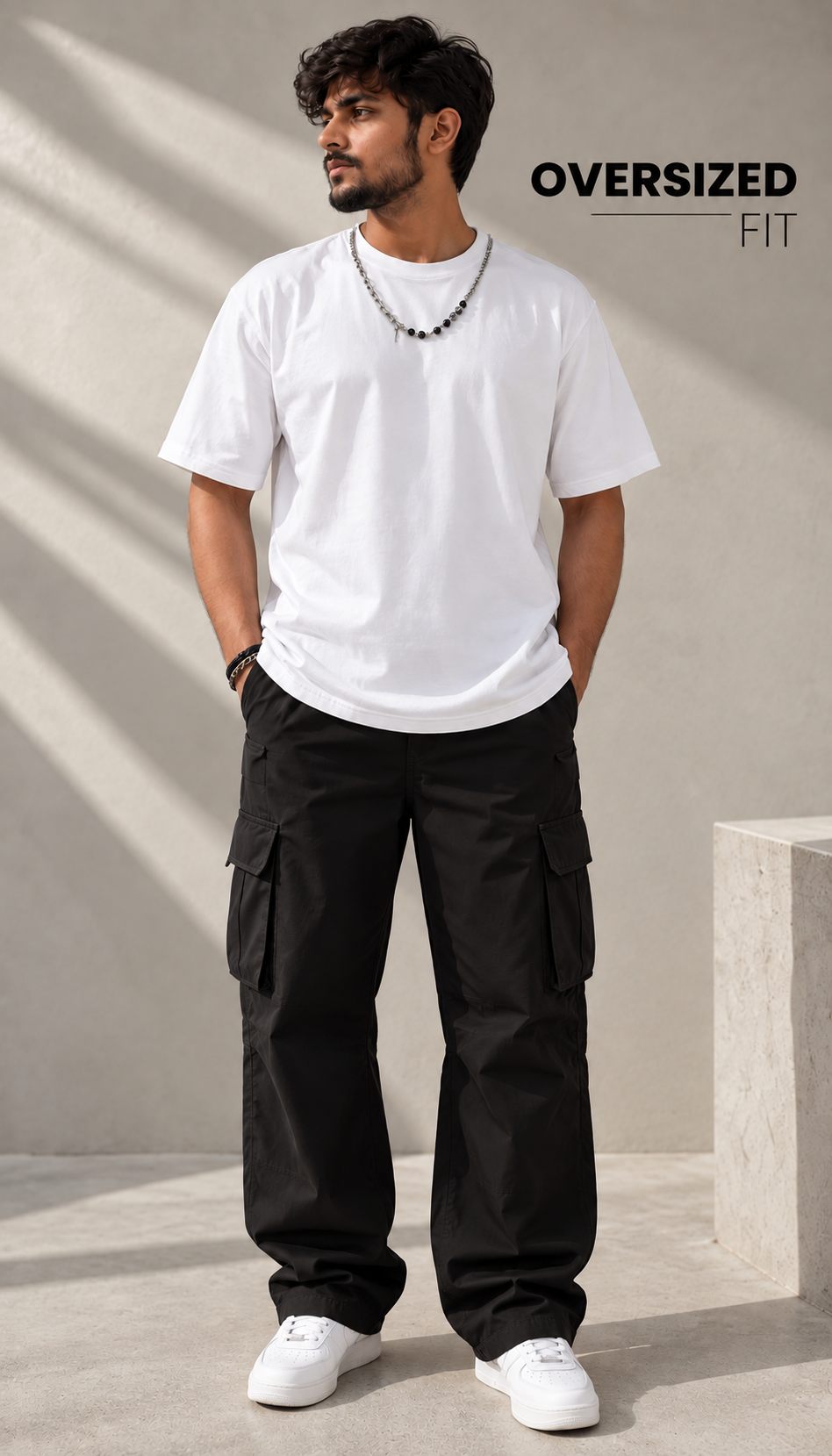 ALAGRAAG WHITE OVERSIZED TEE WITH CHAIN