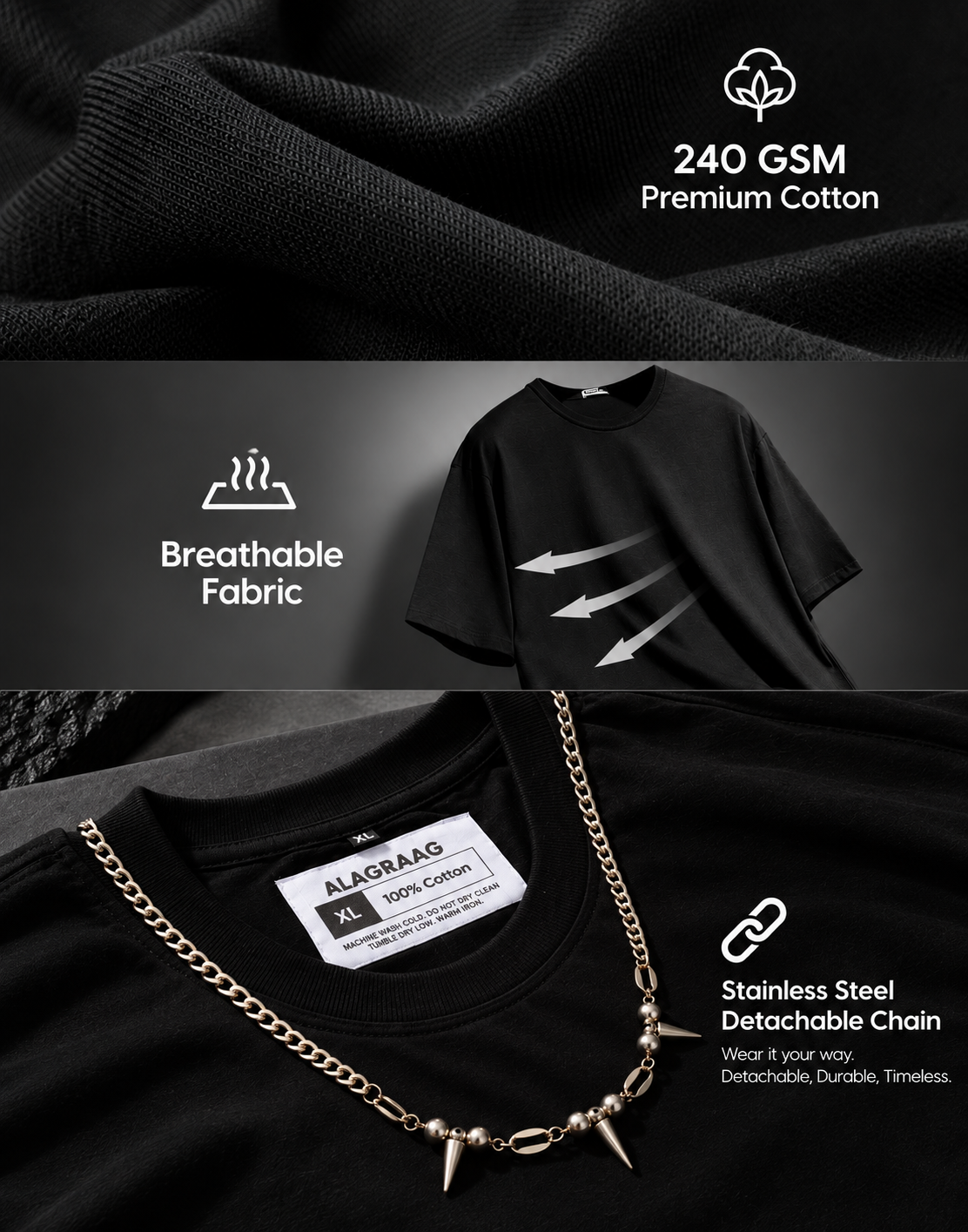 ALAGRAAG CUT SLEEVE TEE WITH CHAIN