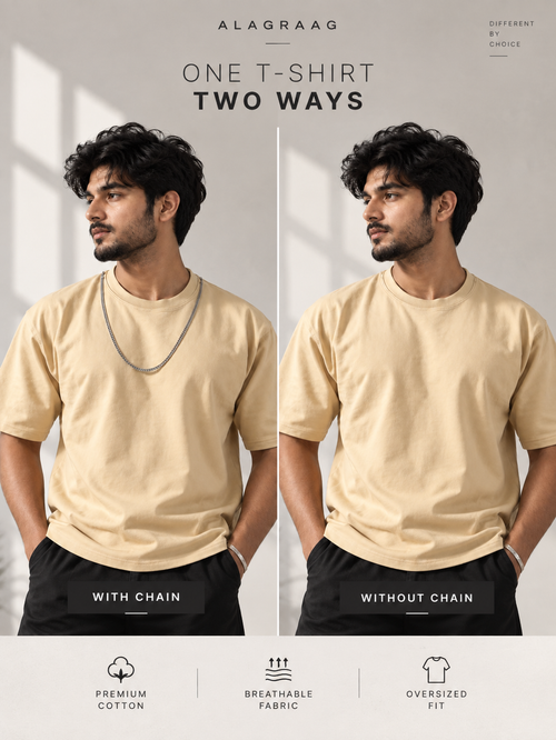 ALAGRAAG BEIGE OVERSIZED TEE WITH CHAIN