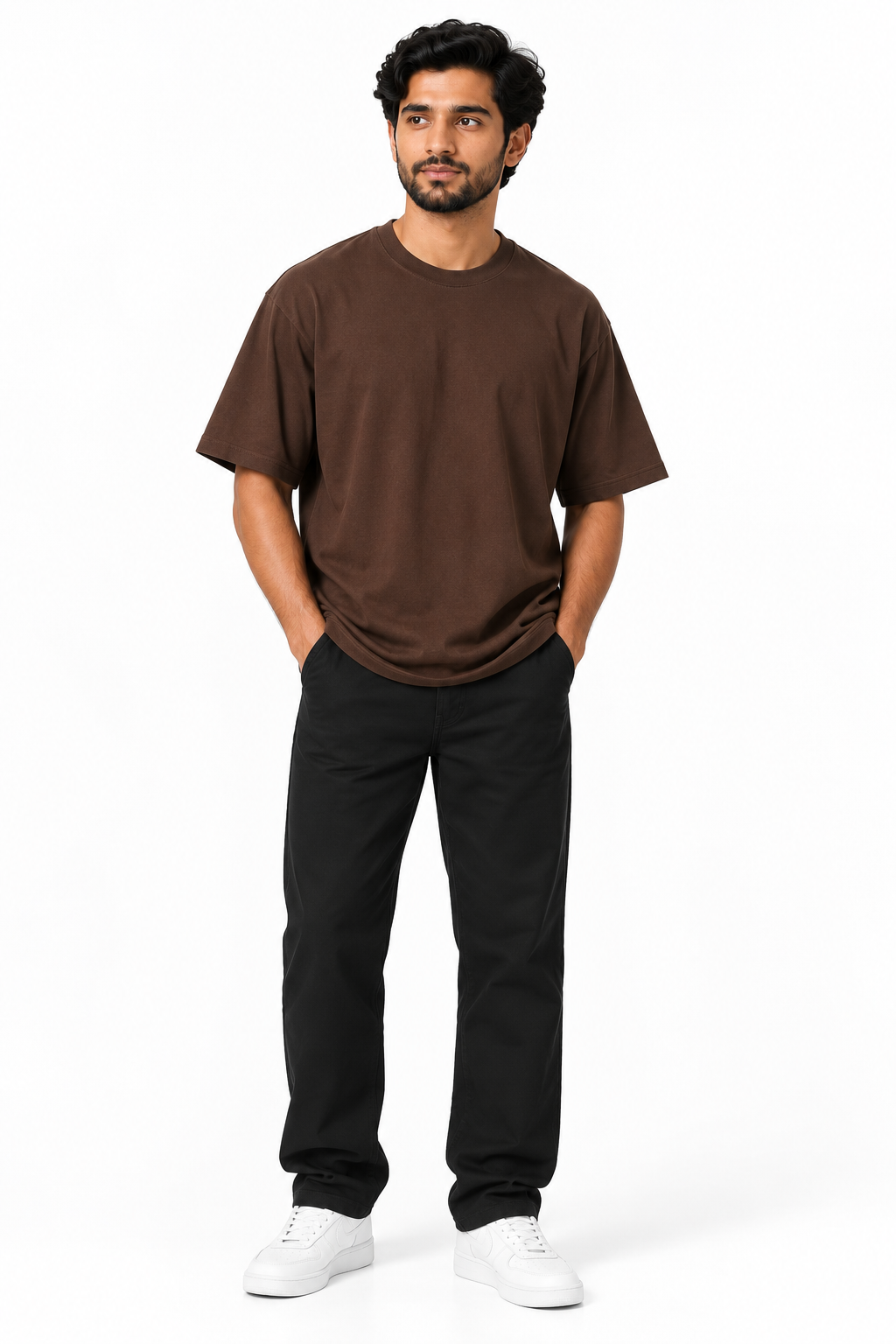 ALAGRAAG ESSENTIALS ESPRESSO BROWN DROP SHOULDER TEE