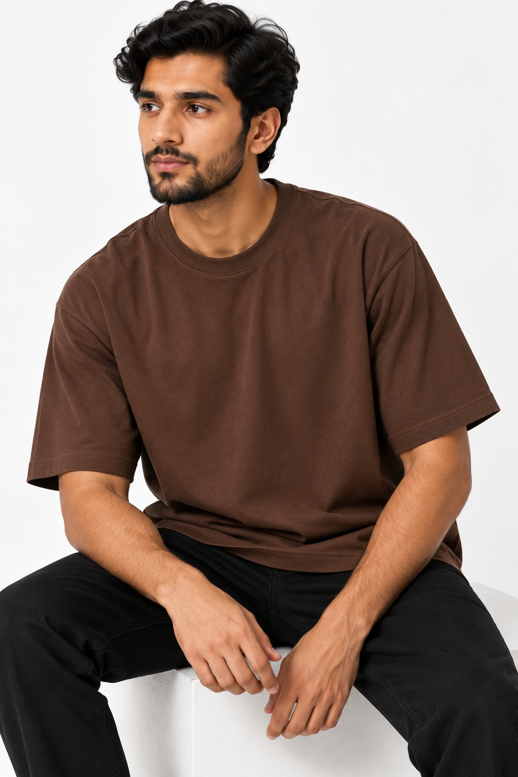 ALAGRAAG ESSENTIALS ESPRESSO BROWN DROP SHOULDER TEE