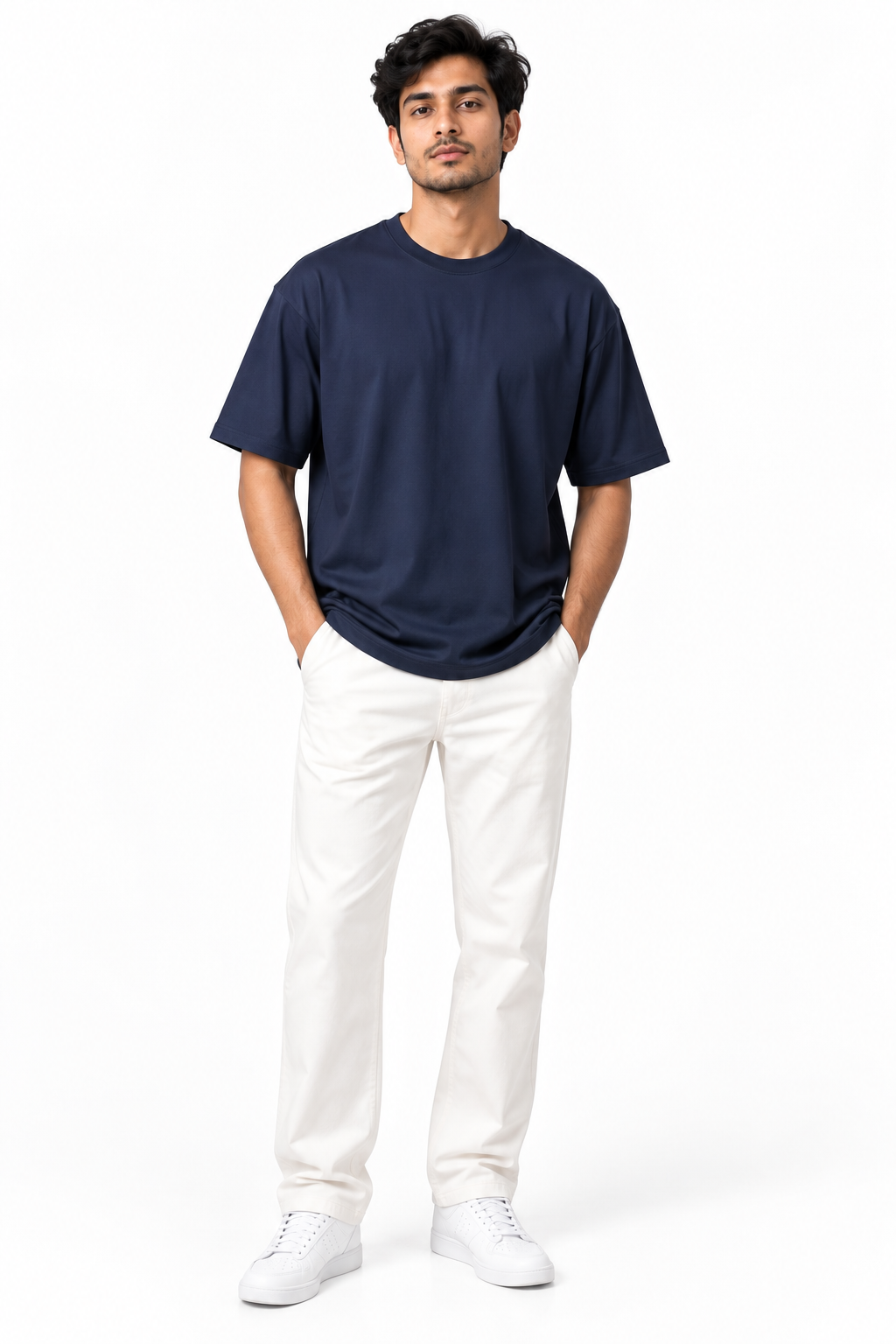 ALAGRAAG ESSENTIALS BLUE DROP SHOULDER TEE