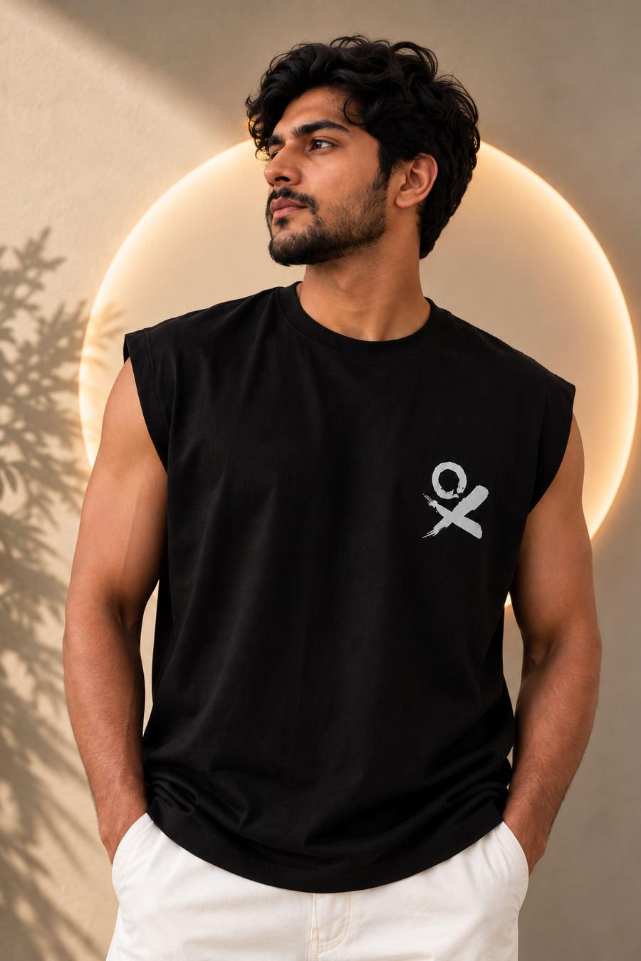 ALAGRAAG ESSENTIALS BLACK CUT SLEEVE TEE
