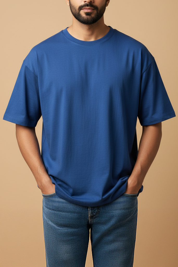 Ocean Ease – Blue Drop Shoulder Tee
