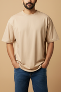 Desert Calm – Beige Drop Shoulder Tee