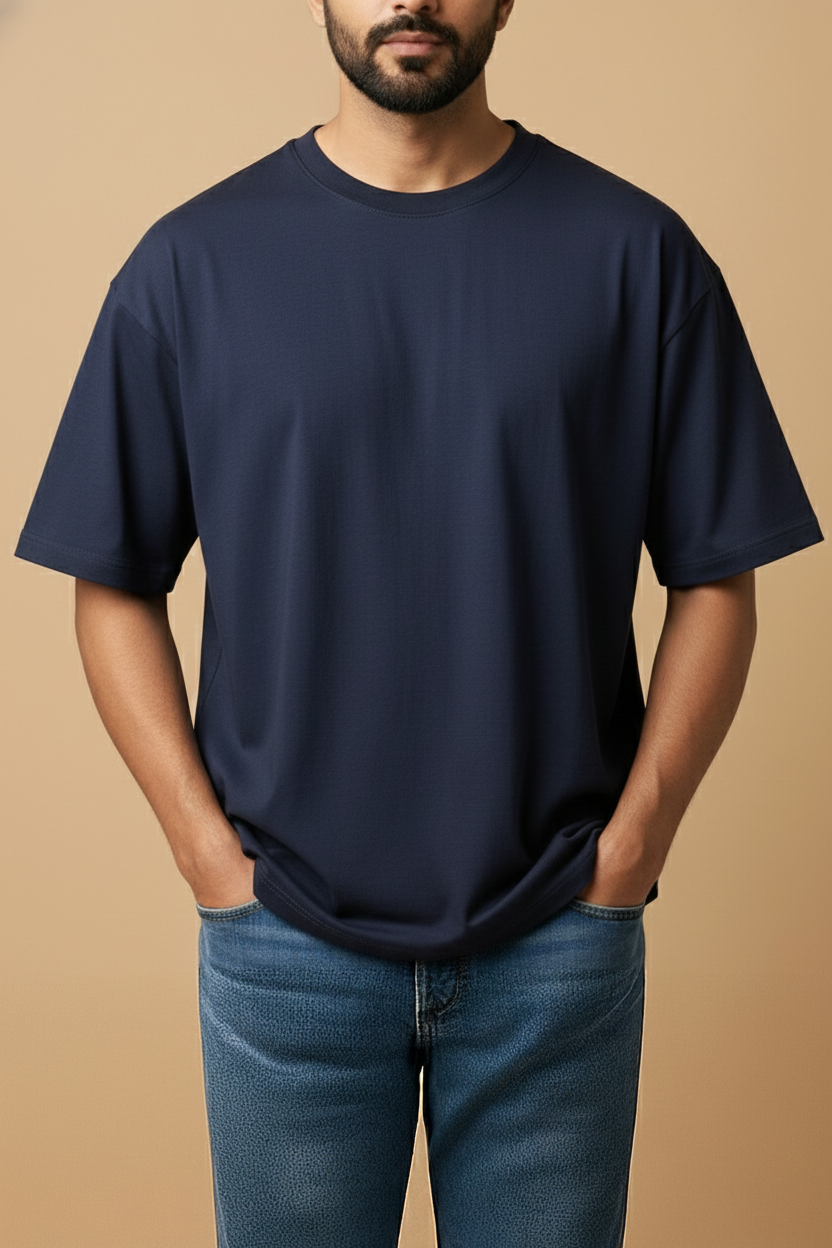 Ocean Ease – Blue Drop Shoulder Tee