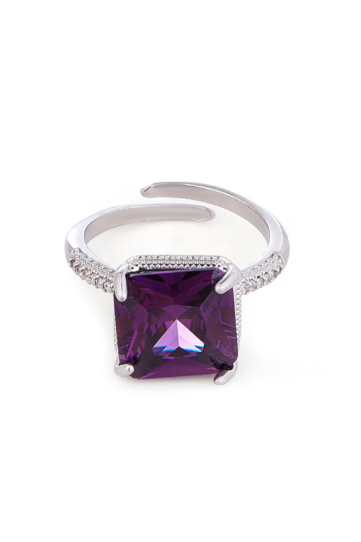 The Royal Radiance | Cushion-Cut Amethyst Silver Ring