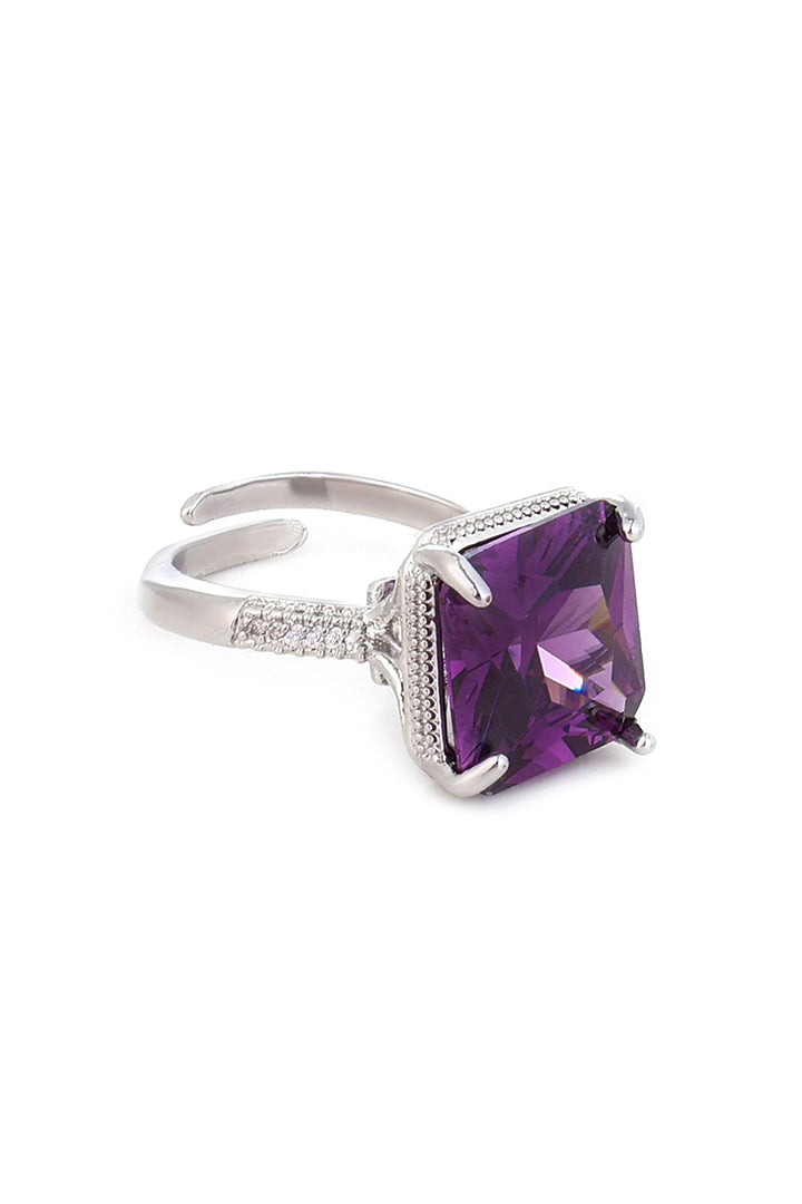The Royal Radiance | Cushion-Cut Amethyst Silver Ring