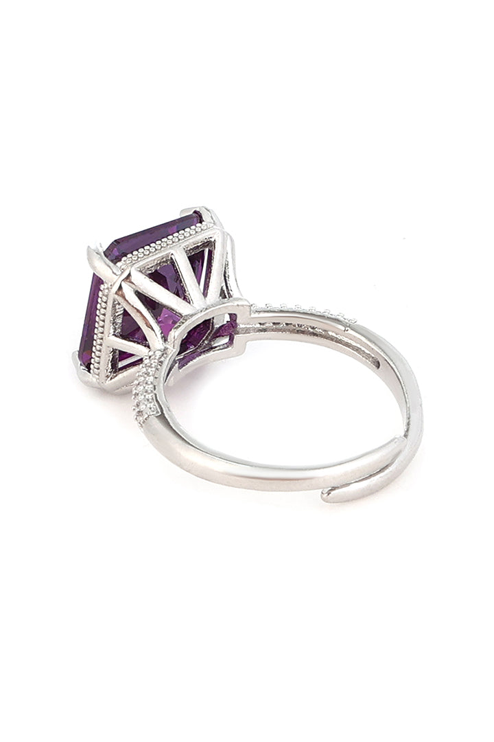 The Royal Radiance | Cushion-Cut Amethyst Silver Ring