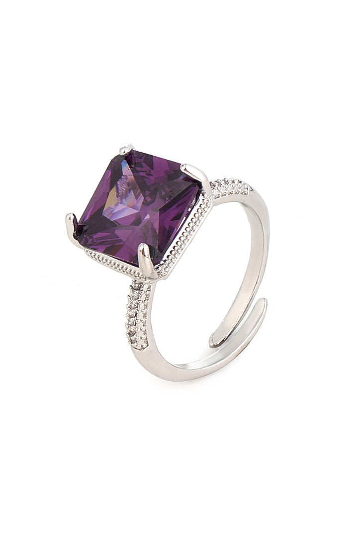 The Royal Radiance | Cushion-Cut Amethyst Silver Ring