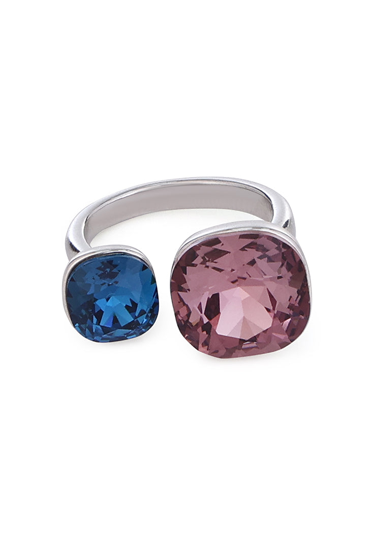The Synergy Dual-Crystal | Adjustable Silver Ring