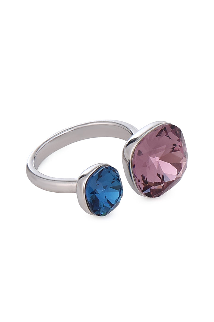 The Synergy Dual-Crystal | Adjustable Silver Ring