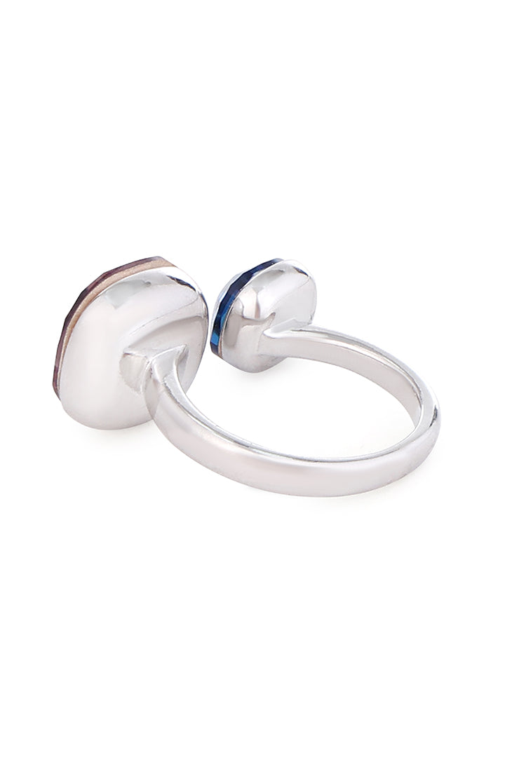 The Synergy Dual-Crystal | Adjustable Silver Ring