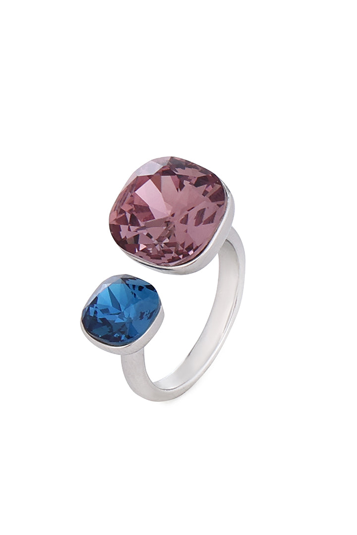 The Synergy Dual-Crystal | Adjustable Silver Ring