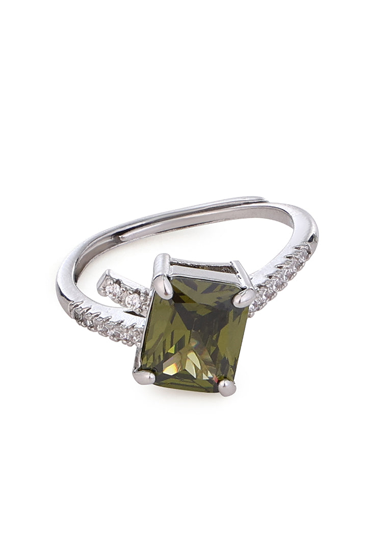 The Earth Aura | Olive Quartz Silver Ring