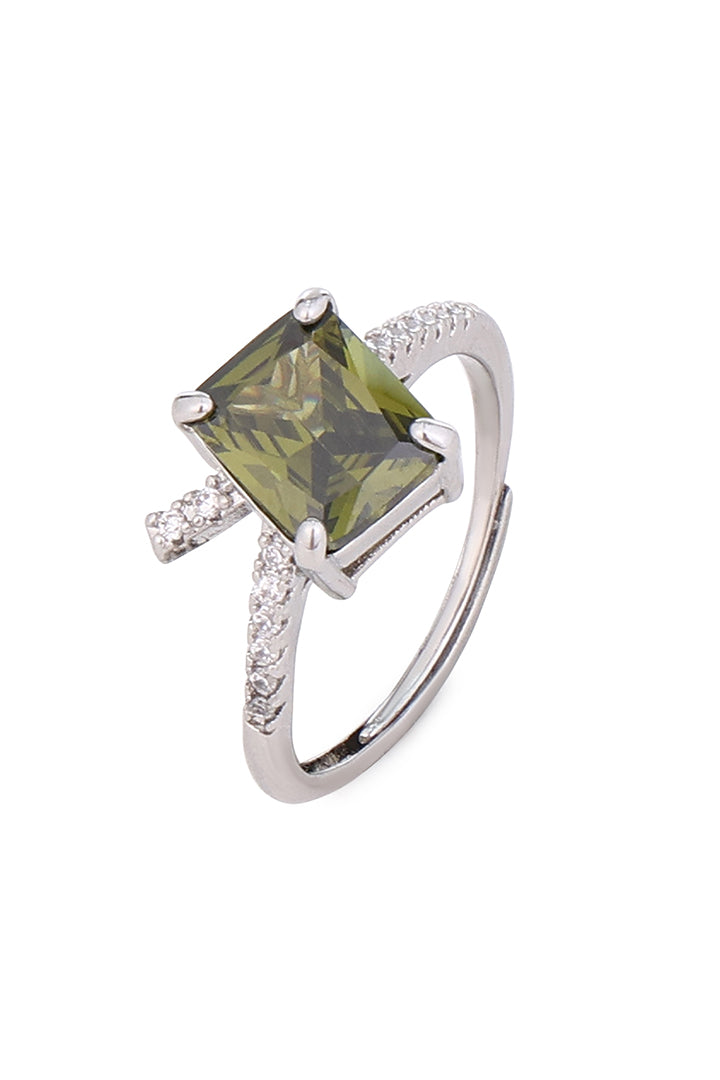 The Earth Aura | Olive Quartz Silver Ring